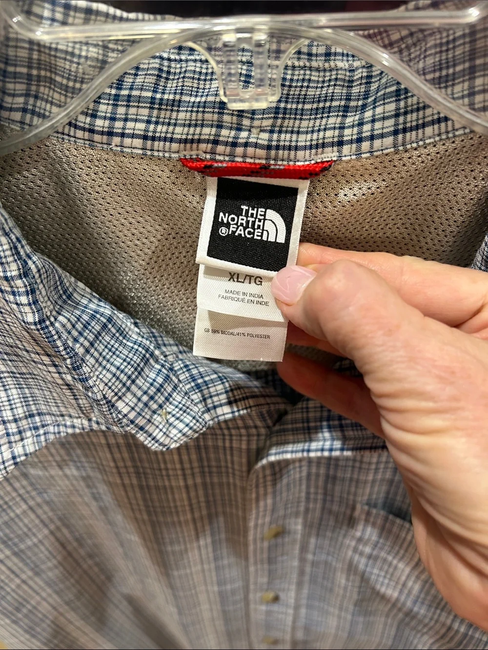 The North Face Men's Blue Plaid Short-Sleeve Button-Down Shirt